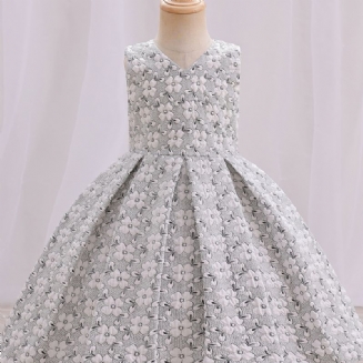 Holčičky Princezna Šaty Květiny Bez Rukávů Vyšívané Svatební Na Večerní Narozeninovou Párty Dětské Oblečení