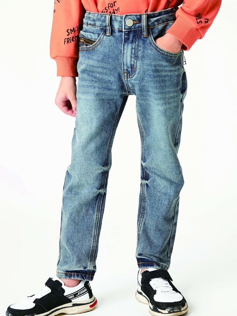 Chlapci Faded Regular Fit Washed Denim Jeans Dětské Oblečení