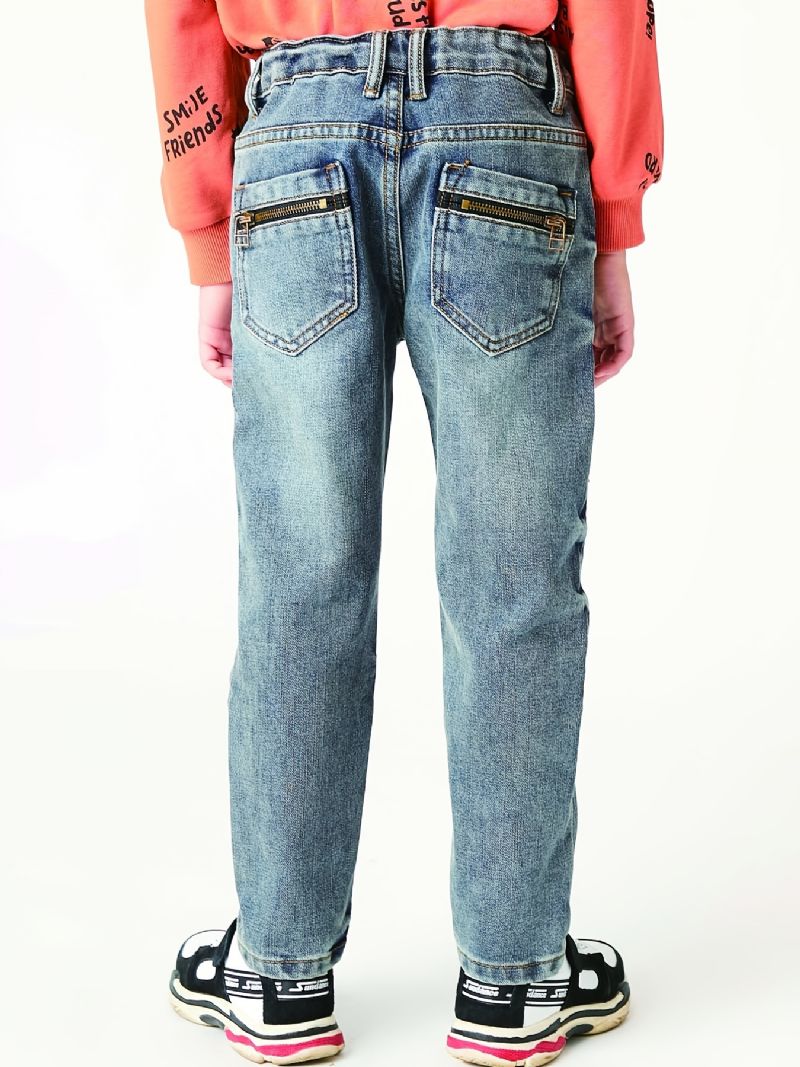 Chlapci Faded Regular Fit Washed Denim Jeans Dětské Oblečení