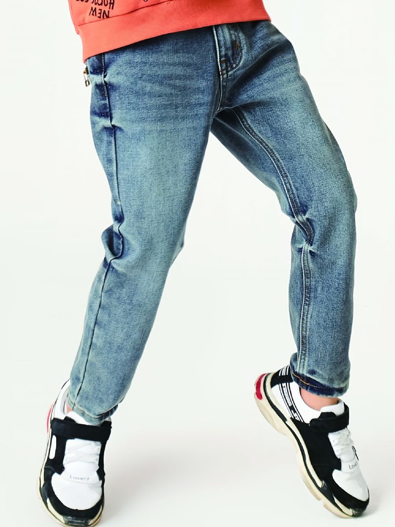 Chlapci Faded Regular Fit Washed Denim Jeans Dětské Oblečení