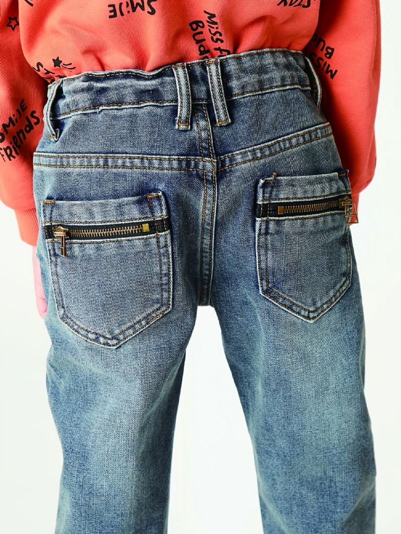 Chlapci Faded Regular Fit Washed Denim Jeans Dětské Oblečení