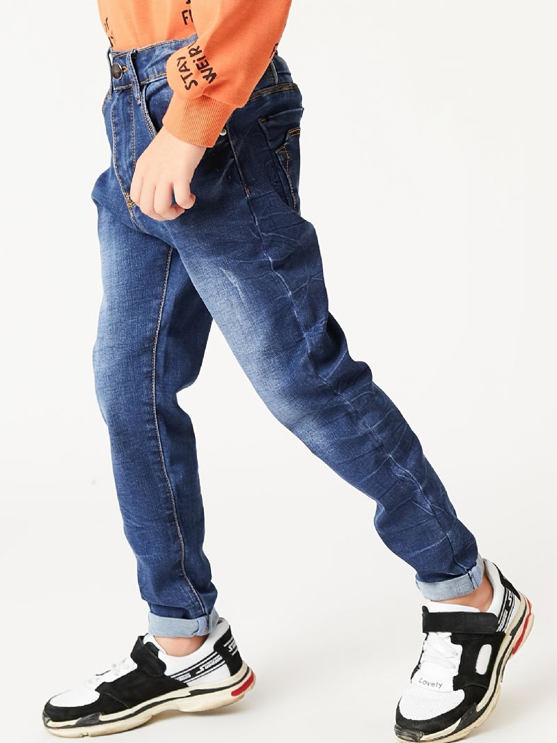Chlapci Ležérní Jednoduché Vintage Denim Jeans Rovná Noha Pohodlné Kalhoty