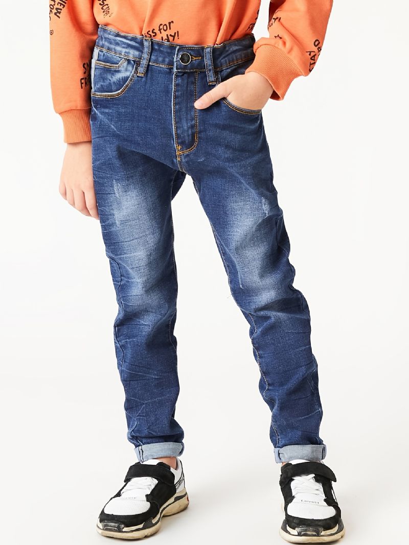 Chlapci Ležérní Jednoduché Vintage Denim Jeans Rovná Noha Pohodlné Kalhoty