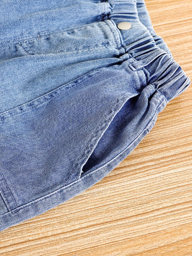 Chlapecké Pevné Zúžené Džínové Kalhoty S Elastickým Pasem Dětské Oblečení