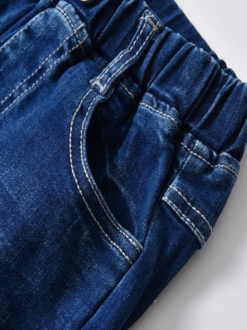 Chlapecké Stretch Rovné Leg Džíny Pružný Pás Džínové Kalhoty Dětské Oblečení
