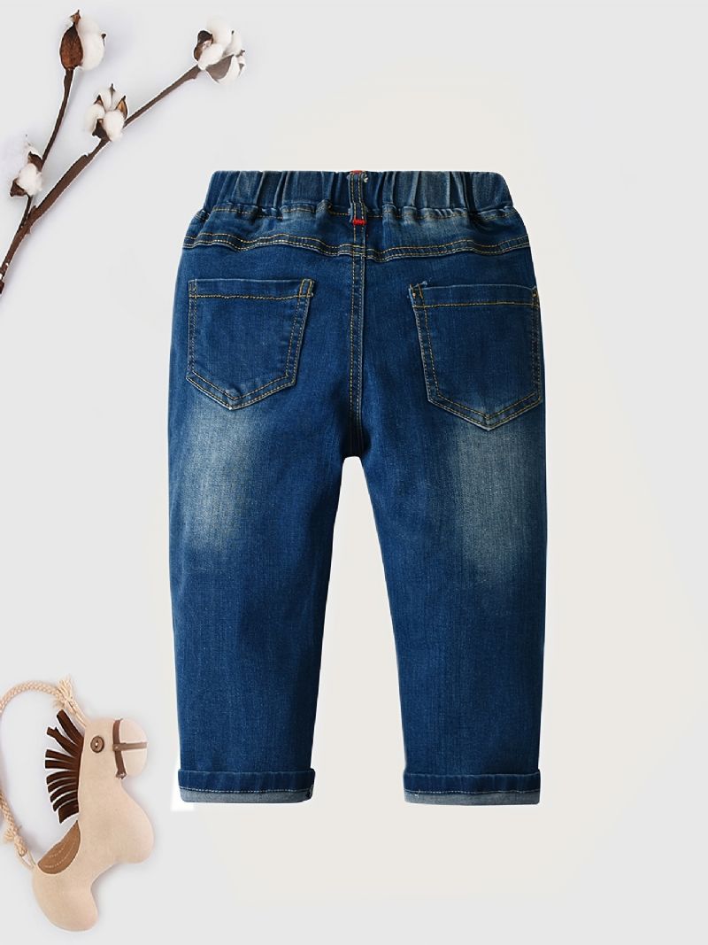 Chlapecké Stretch Rovné Leg Džíny Pružný Pás Džínové Kalhoty Dětské Oblečení