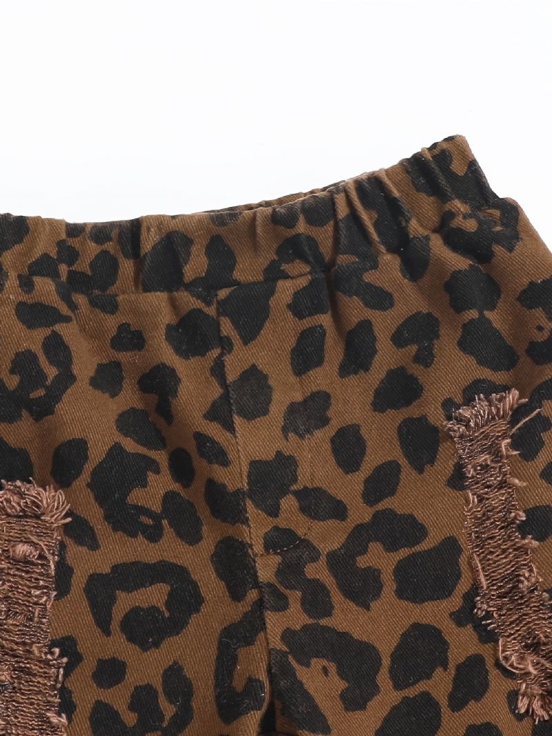 Dívčí Leopardí Roztrhané Džínové Džíny Dětské Oblečení