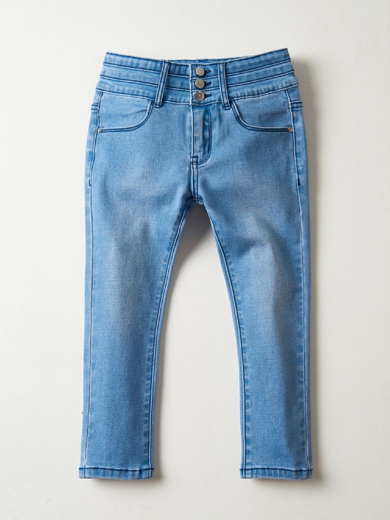 Dívčí Ležérní Jednoduché Vintage Džínové Džíny Slim Fit Úzké Kalhoty
