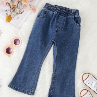 Dívčí Móda Rozšířené Kalhoty Solid Denim Modest Jeans