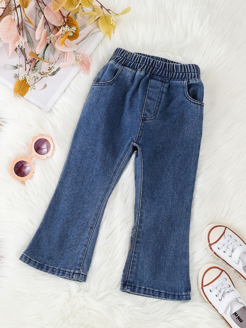 Dívčí Móda Rozšířené Kalhoty Solid Denim Modest Jeans