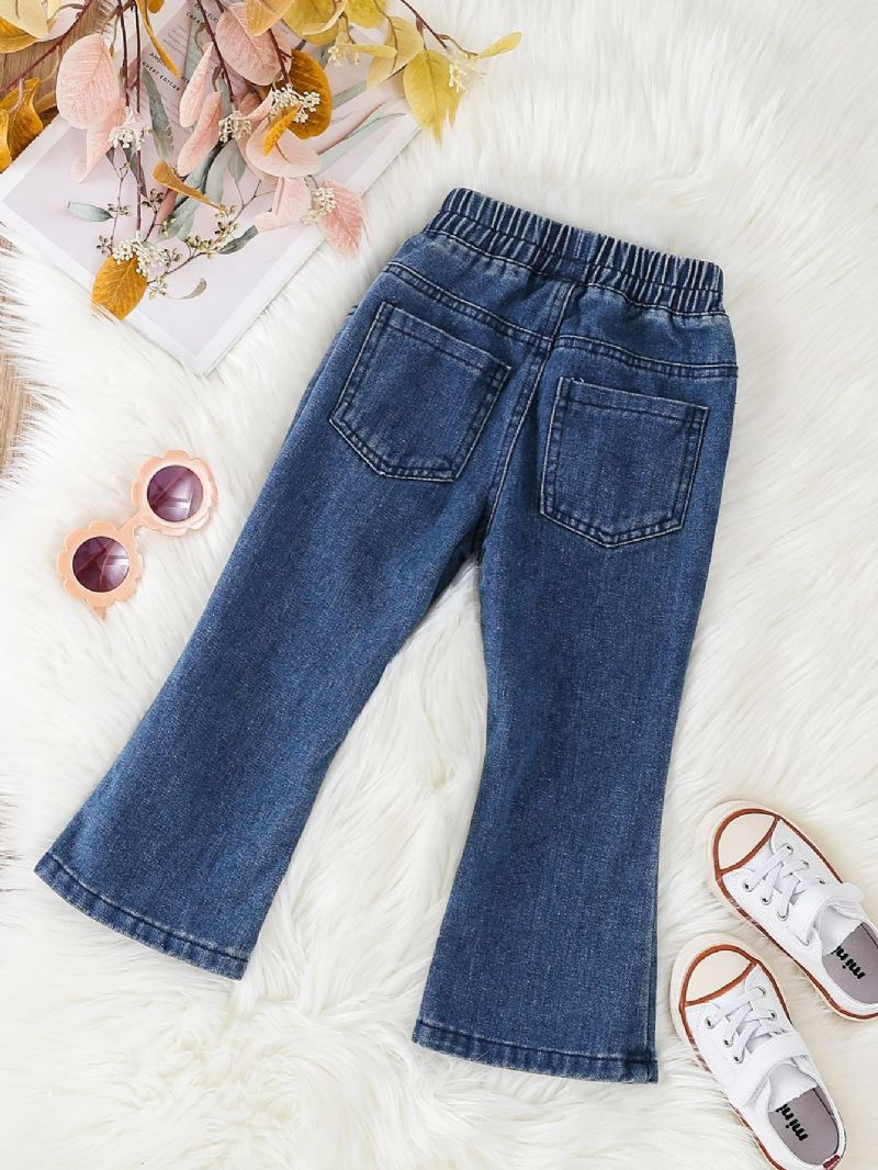 Dívčí Móda Rozšířené Kalhoty Solid Denim Modest Jeans