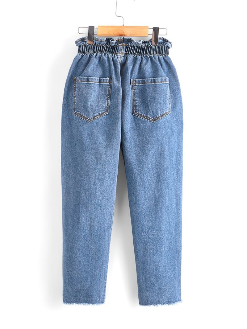 Dívčí Slim Jeans Džínové Kalhoty S Elastickým Pasem Dětské Oblečení
