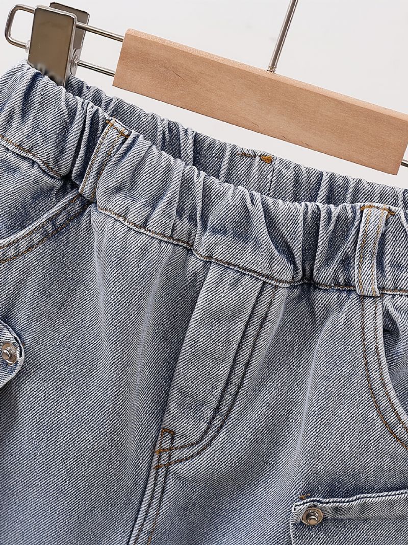 Děťátko Chlapci Jeans Ležérní Plyšové Teplé Elastické Kalhoty V Pase Dětské Oblečení