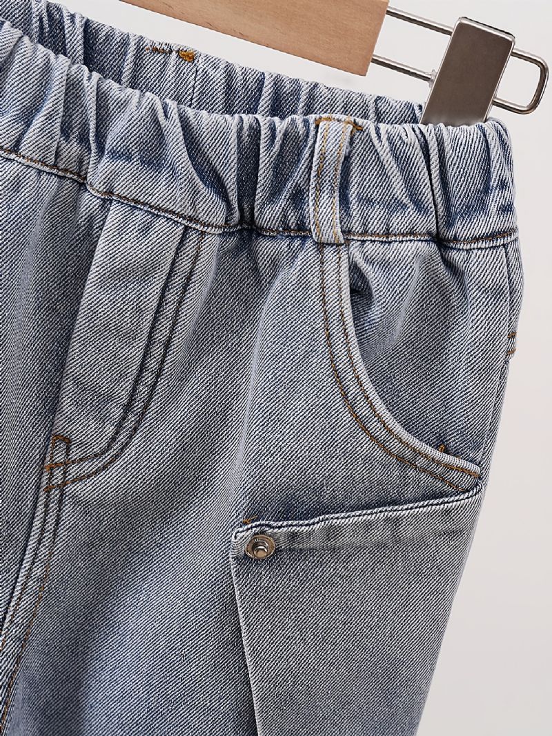 Děťátko Chlapci Jeans Ležérní Plyšové Teplé Elastické Kalhoty V Pase Dětské Oblečení
