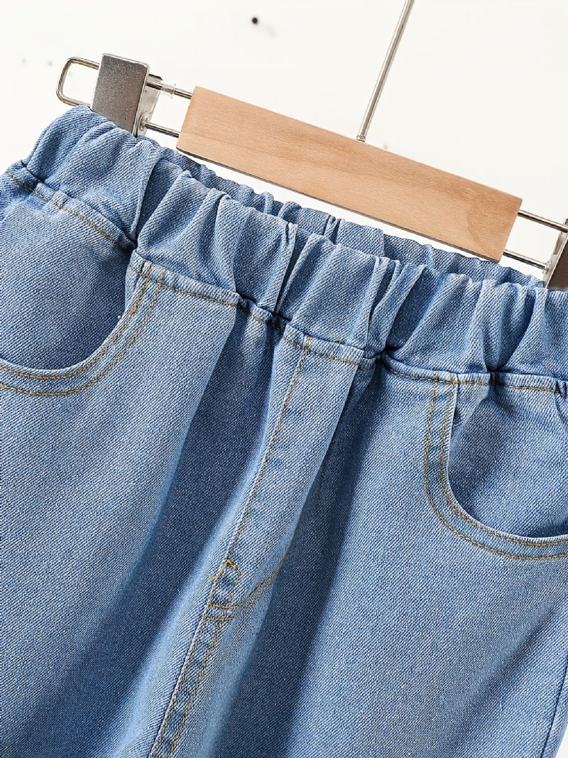 Děťátko Dívky Denim Ležérní Jeans Výšivka Jaro Podzim