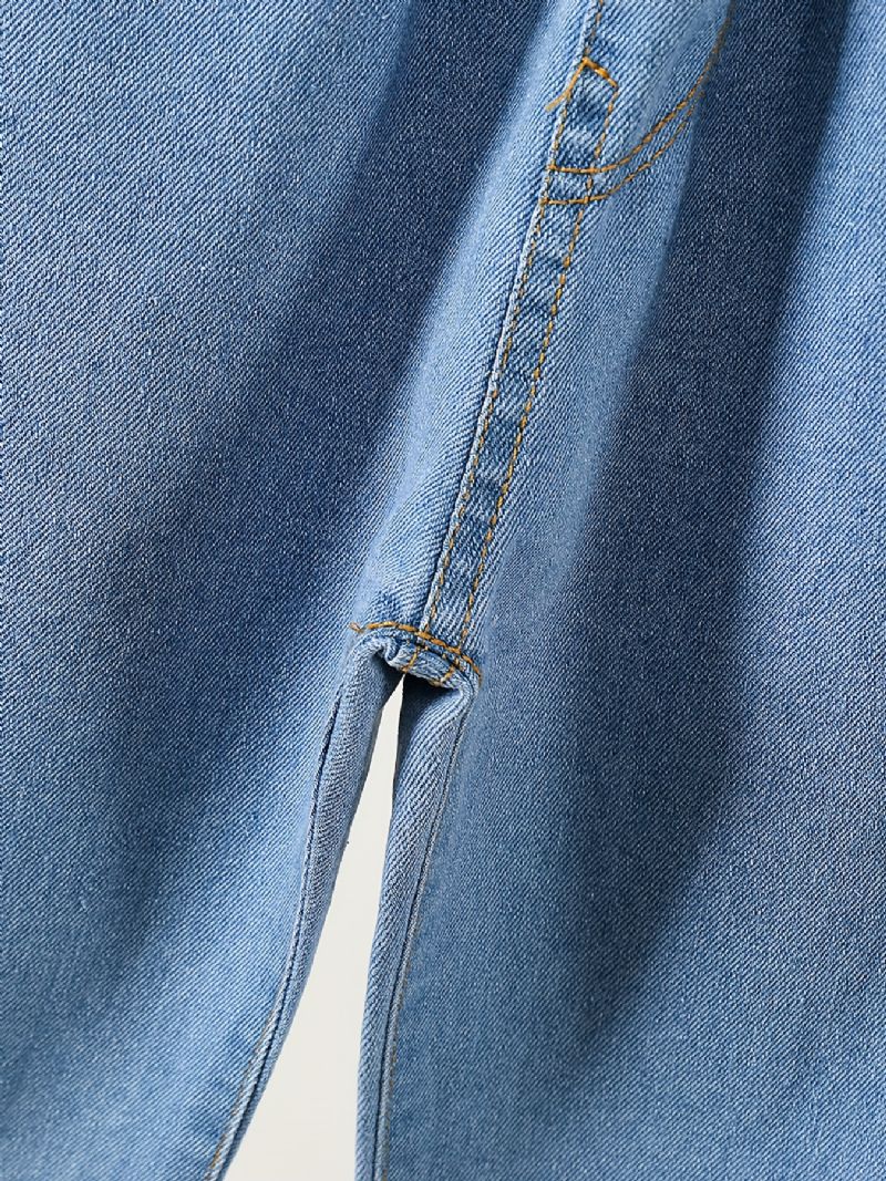 Děťátko Dívky Denim Ležérní Jeans Výšivka Jaro Podzim