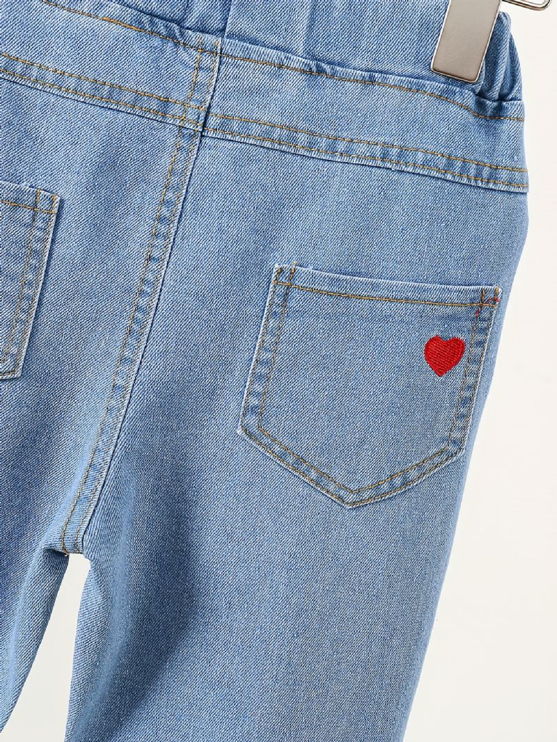 Děťátko Dívky Denim Ležérní Jeans Výšivka Jaro Podzim