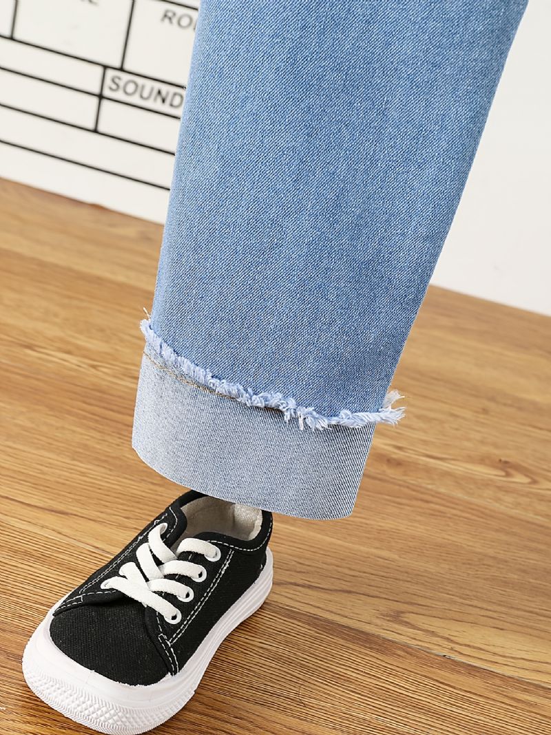 Děťátko Dívky Denim Ležérní Jeans Výšivka Jaro Podzim