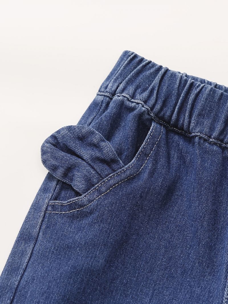 Děťátko Dívky Jeans Dětské Vyšívané Jogger Kalhoty S Elastickým Pasem