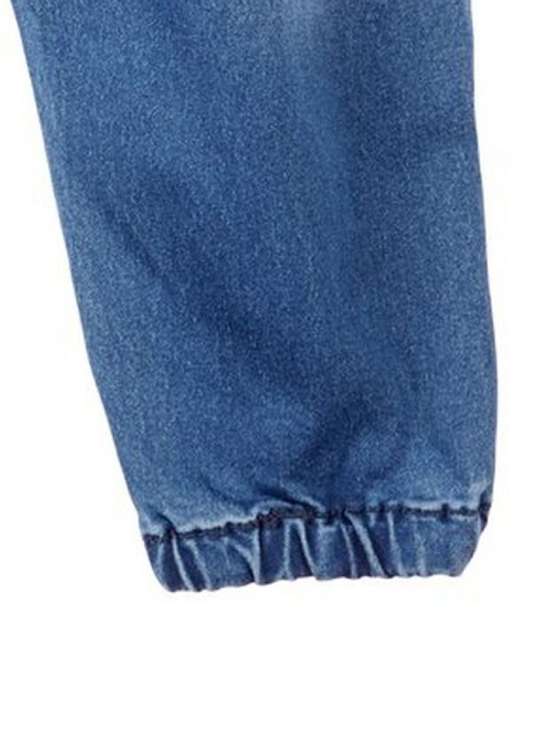 Děťátko Dívky Jeans Elastický Pas Cat Vyšívané Kalhoty Dětské Oblečení