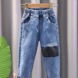 Podzimní Zimní Chlapecká Ležérní Móda Colorblock Jeans