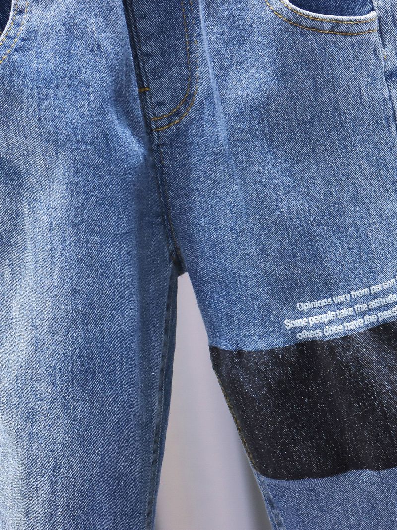 Podzimní Zimní Chlapecká Ležérní Móda Colorblock Jeans