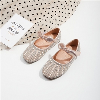 Dětské Boty Mary Jane Faux Pearl Bow Soft Sole