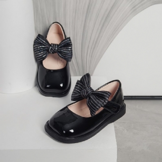 Dětské Dívčí Boty Mary Jane Flats Soft Sole Square Toe Bow Princess Bota