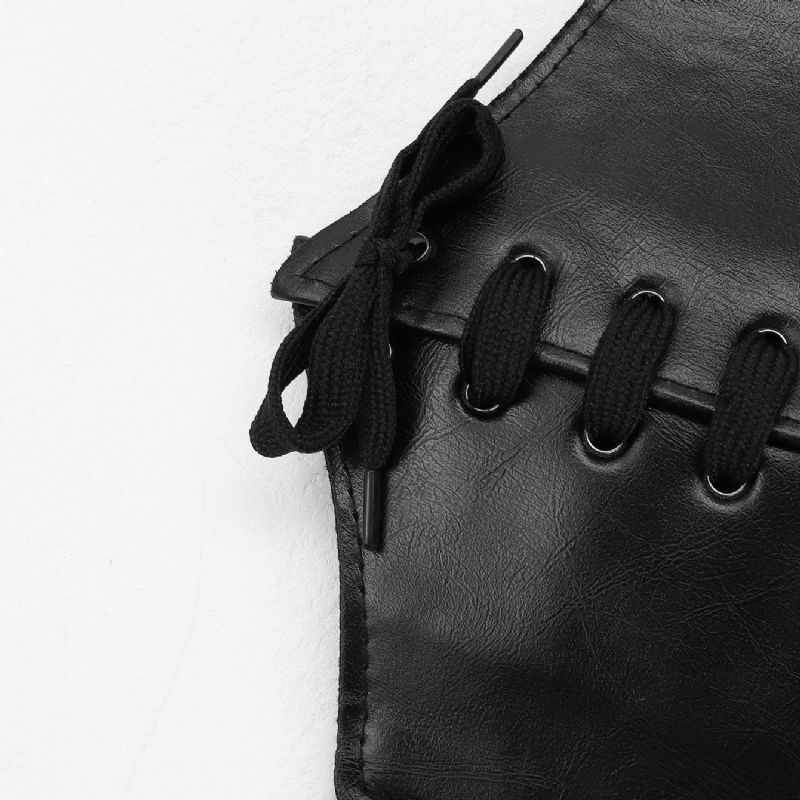 Černé Korzetové Pásy Pro Ženy Široký Elastický Kožený Pásek Vázaný Do Pasu Waspie Pro Dívčí Šaty