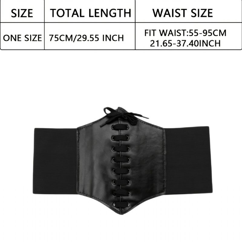 Černé Korzetové Pásy Pro Ženy Široký Elastický Kožený Pásek Vázaný Do Pasu Waspie Pro Dívčí Šaty