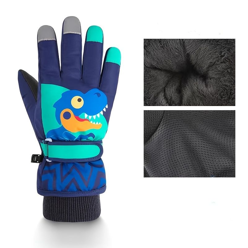Dětské Větruodolné Lyžařské Rukavice Waterproof Plus Fleece Konečky Prstů Reflexní Teplé Protiskluzové Odolné Proti Opotřebení