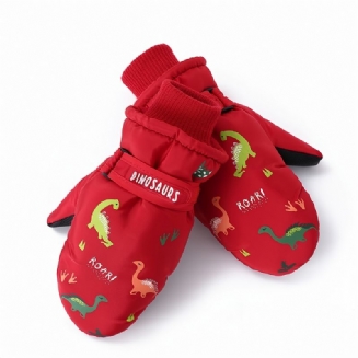 Dětské Rukavice Christmas Chlapci Cartoon Dinosaur Print Vodotěsné Termální Lyžařské