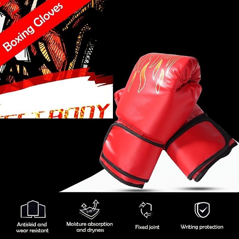 Nové Boxerské Rukavice Kreslená Postava Tygra S Červeným Plamenem Sanda Tréninkové Pro Dospělé Děti