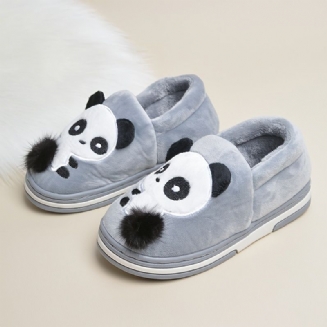 Chlapecké Pantofle Velvet Protiskluzové Vnitřní Skluzavky S Designem Panda Na Zimu