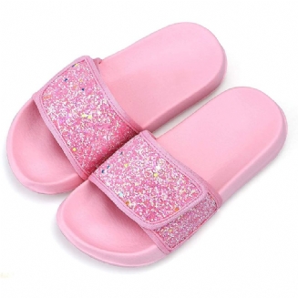 Dívčí Glitter Sliders Protiskluzové Lehké Plážové Pantofle K Bazénu Indoor Venku