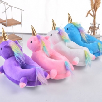 Dívčí Pantofle Unicorn Design S Měkkou Podrážkou Protiskluzové Zateplené Domácí Boty Na Zimu