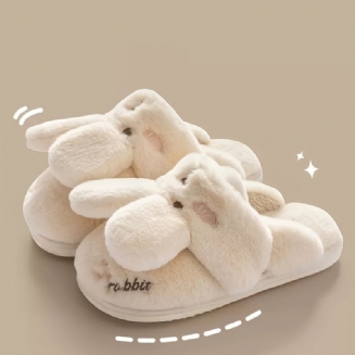 Dívčí Plyšové Pantofle S Měkkou Podrážkou Protiskluzové Thermal Rabbit Design Vnitřní Domácí Skluzavky Na Zimu