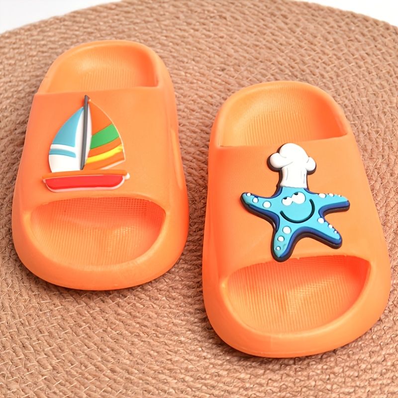 Dětské Roztomilé Oranžové Kreslené Hvězdice Slides Pohodlné Protiskluzové Pantofle Plážové Boty