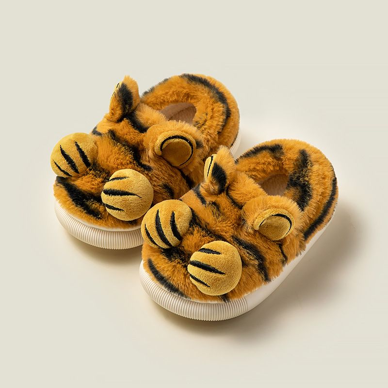Děťátko Dívky Chlapci Tiger Design Měkká Podrážka Protiskluzové Fleecové Pantofle Boty Na Zimu
