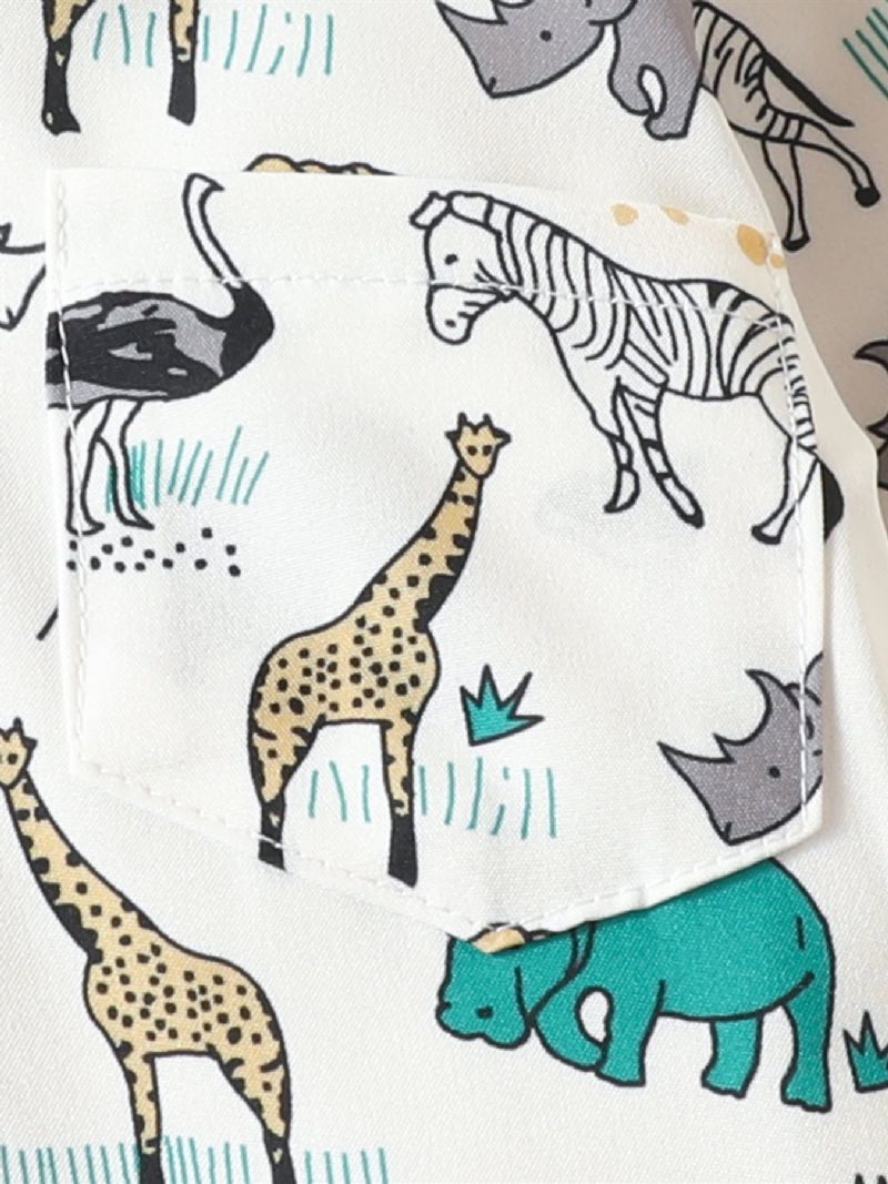 2023 Podzim Zima New Chlapci Animal Print Obyčejné Kalhoty S Dlouhým Rukávem 2dílná Sada