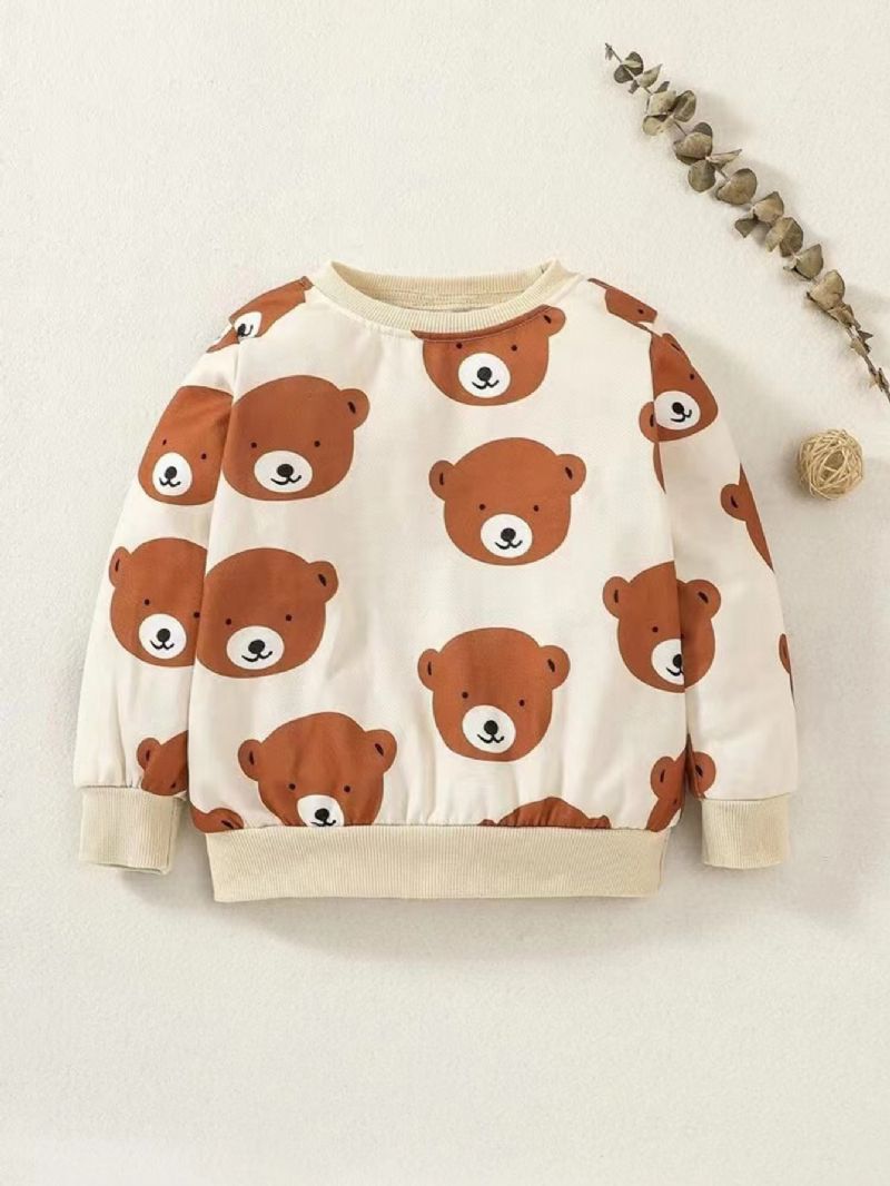 2ks Chlapci Bear Cartoon Print Neformální Sada Mikiny A Kalhot