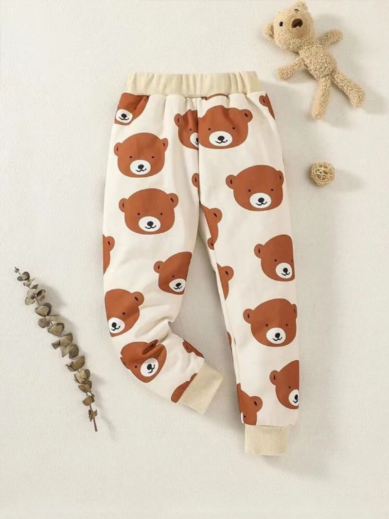 2ks Chlapci Bear Cartoon Print Neformální Sada Mikiny A Kalhot