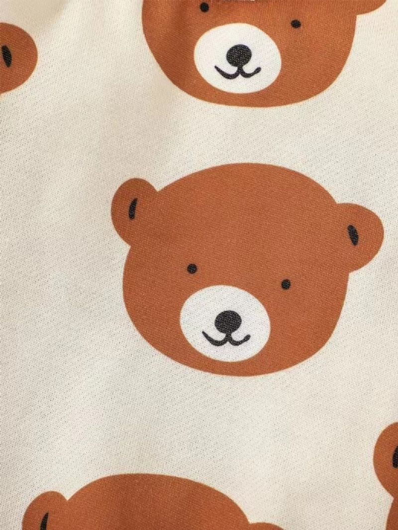 2ks Chlapci Bear Cartoon Print Neformální Sada Mikiny A Kalhot