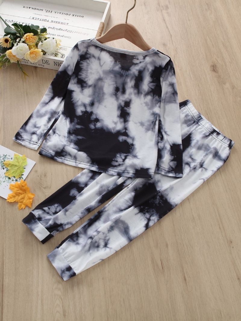 2ks Chlapci Casual Tie Dye Print Kalhoty S Dlouhým Rukávem