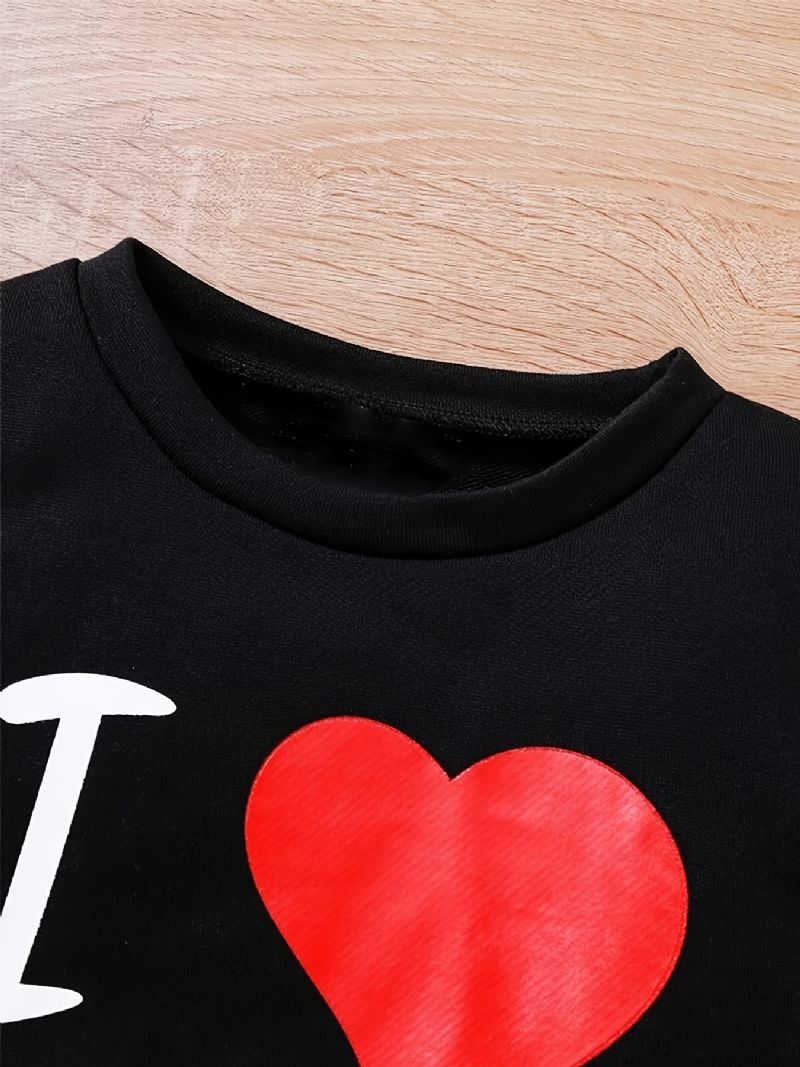 2ks Chlapci Causal Active Set With I Love Papa Print Pullover Mikina & Tepláky Na Zimu