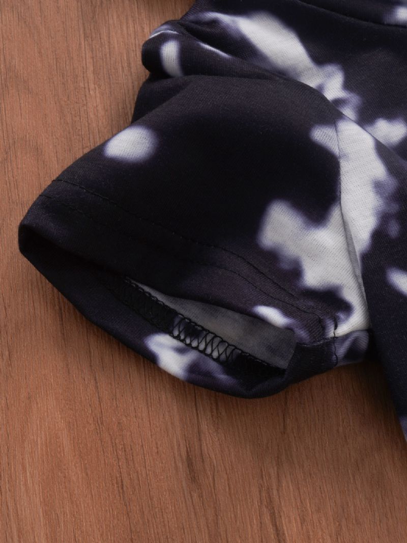 2ks Chlapci Clothing Kravata Dye Print S Kapucí A Krátkým Rukávem