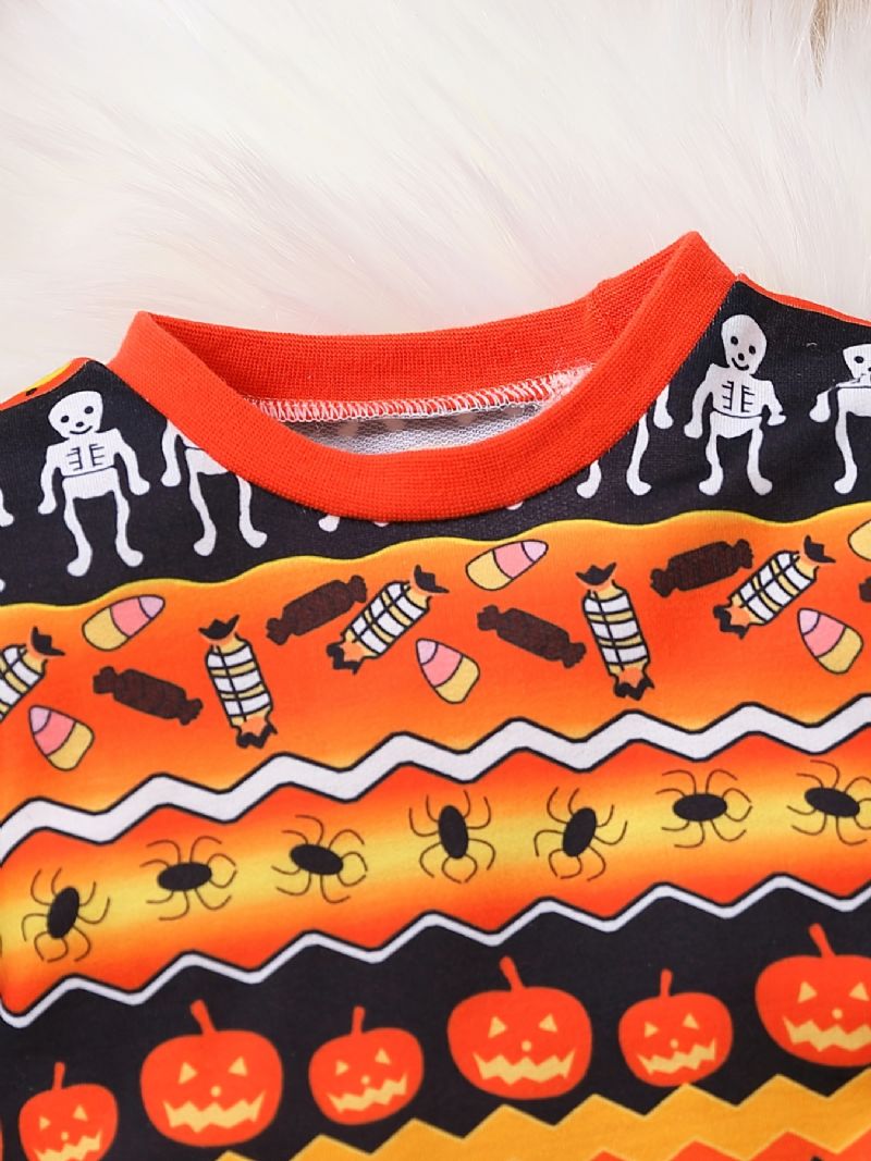 2ks Chlapci Cute Halloween Print Pyžam Set With Pullover Mikina & Kalhoty For Party