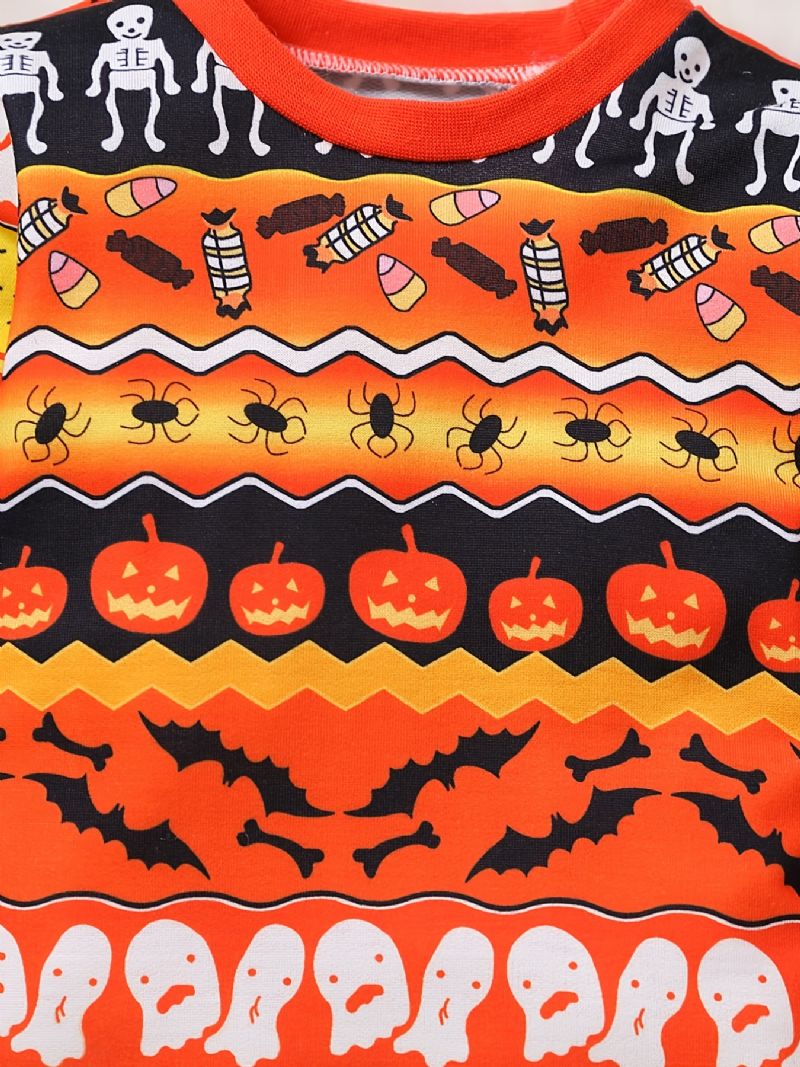 2ks Chlapci Cute Halloween Print Pyžam Set With Pullover Mikina & Kalhoty For Party