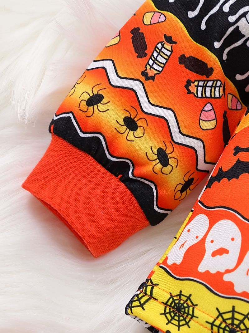 2ks Chlapci Cute Halloween Print Pyžam Set With Pullover Mikina & Kalhoty For Party