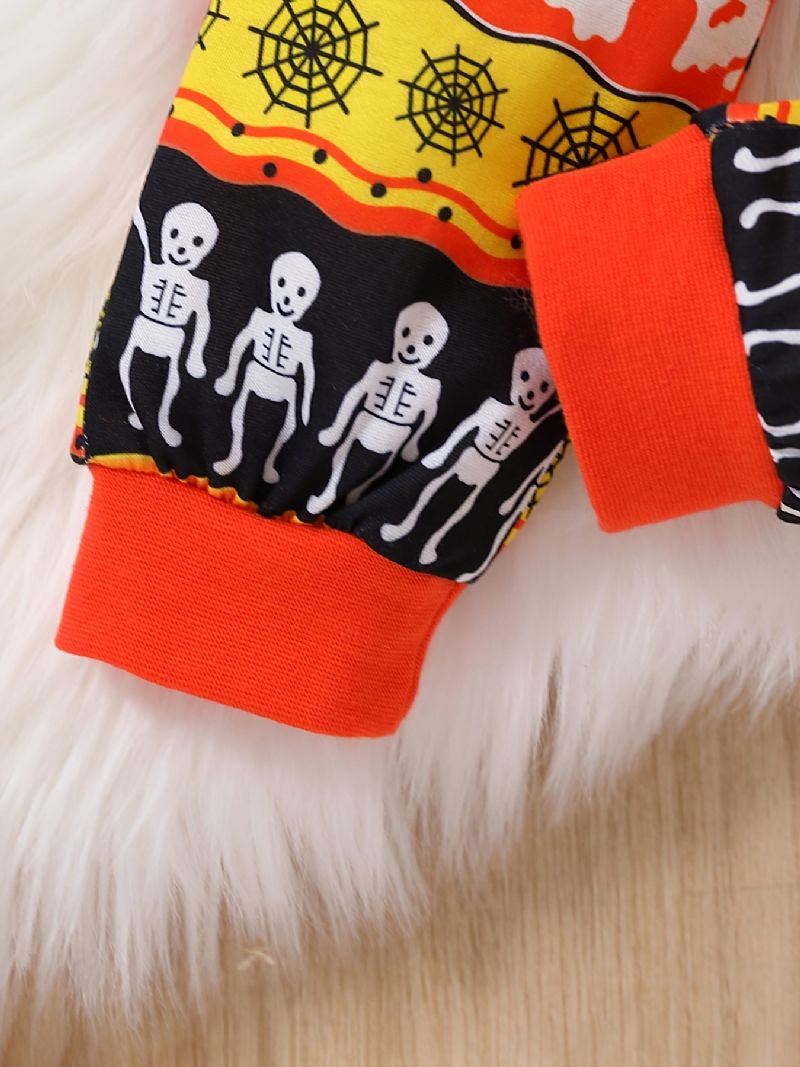 2ks Chlapci Cute Halloween Print Pyžam Set With Pullover Mikina & Kalhoty For Party